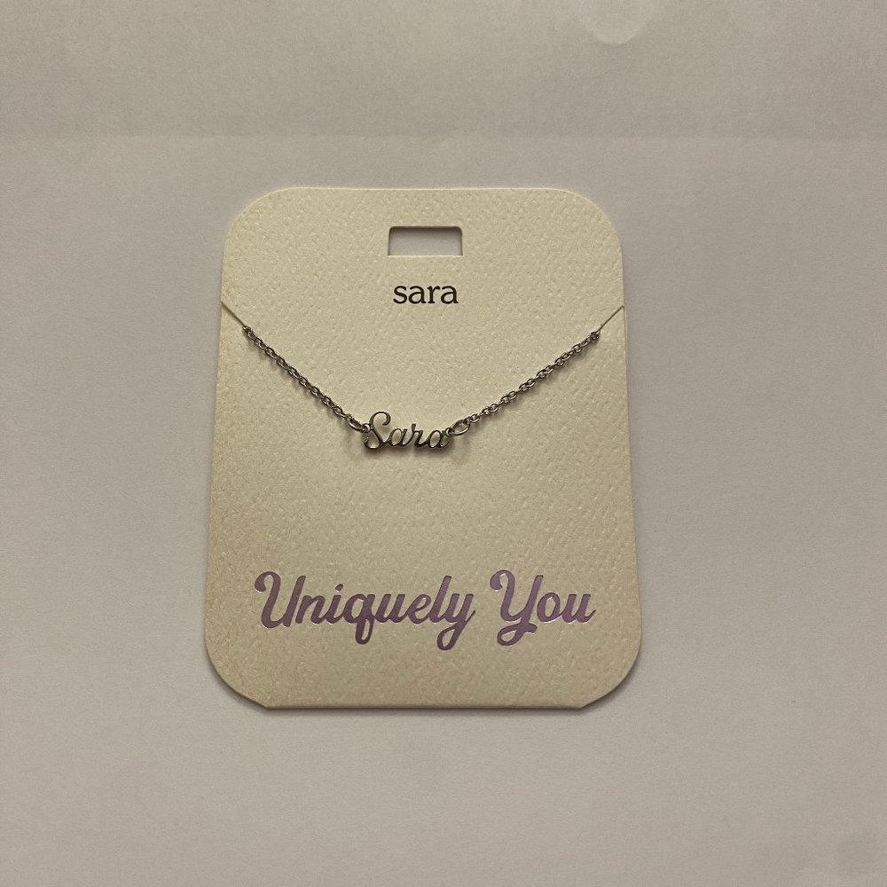 NWT Sara Personalized Name Silver Pendant 16-20" Necklace Uniquely You